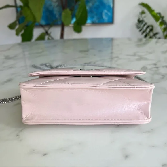 Tory Burch Kira Mini Quilted Leather Top Handle Crossbody Bag w/ Chain Soft Pink